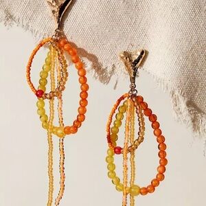 Free People Vibrant Orange and Yellow Beaded Earrings
